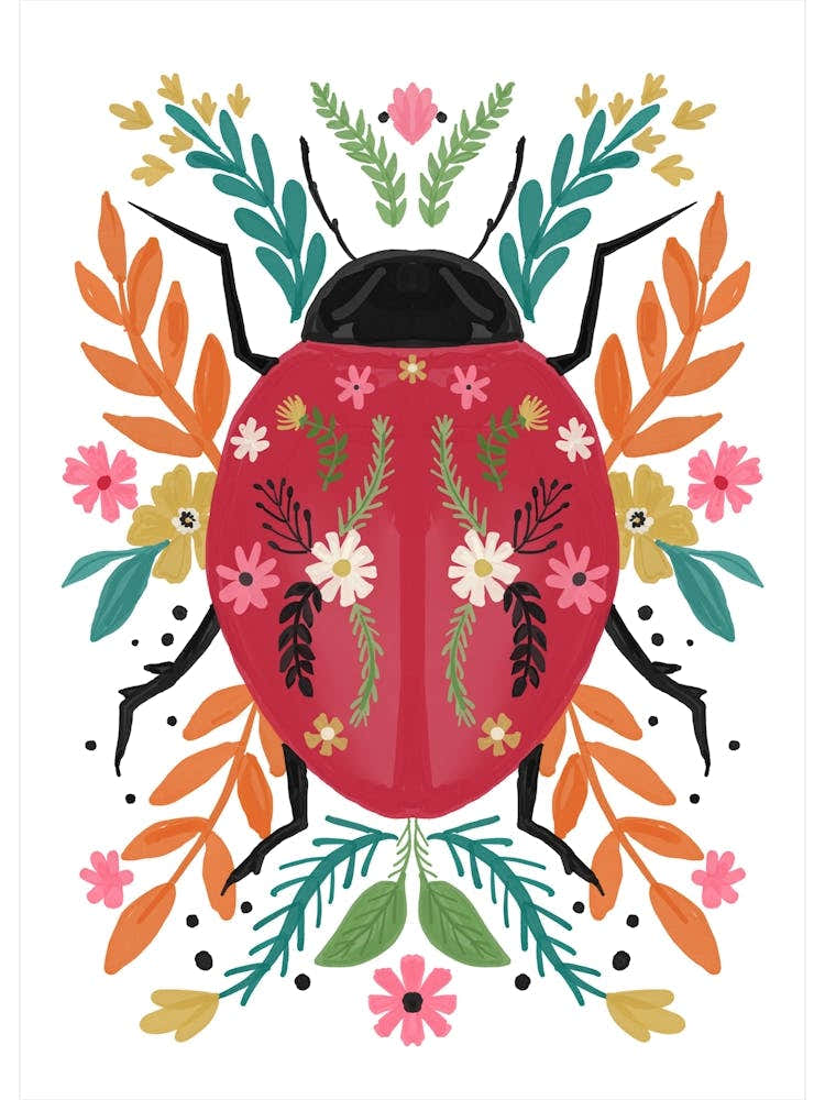 Beetle Florals Flowers Ladybug Ladybird