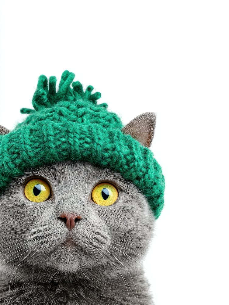Grey Cat In Hat