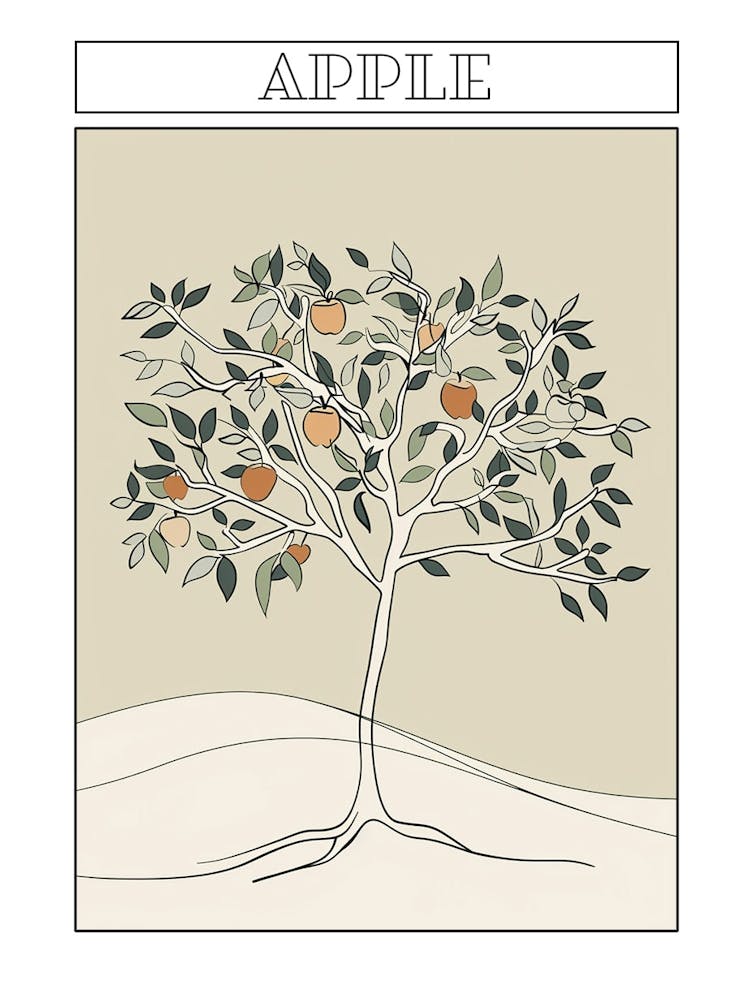 Apple Tree Minimalistic Drawing 3 Poster