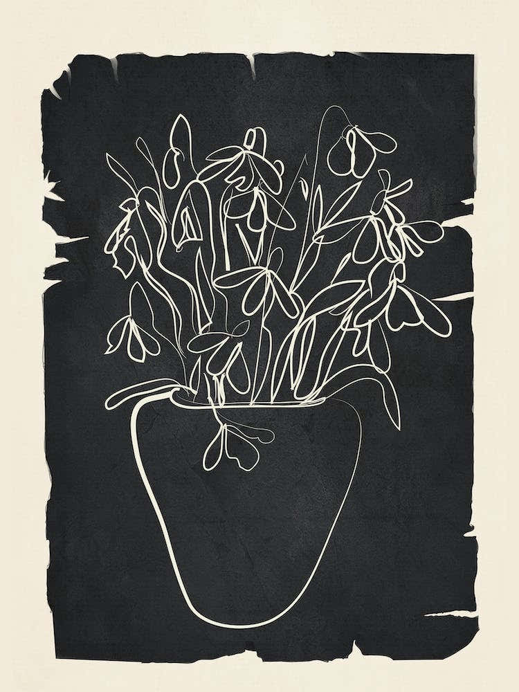Minimal Sketch Flowers Art 2