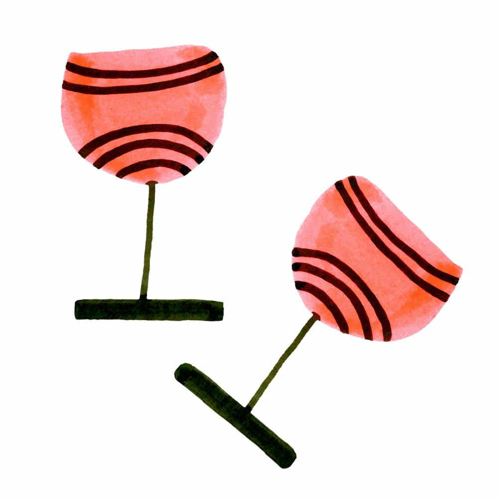 Coral Wine Glasses Pair