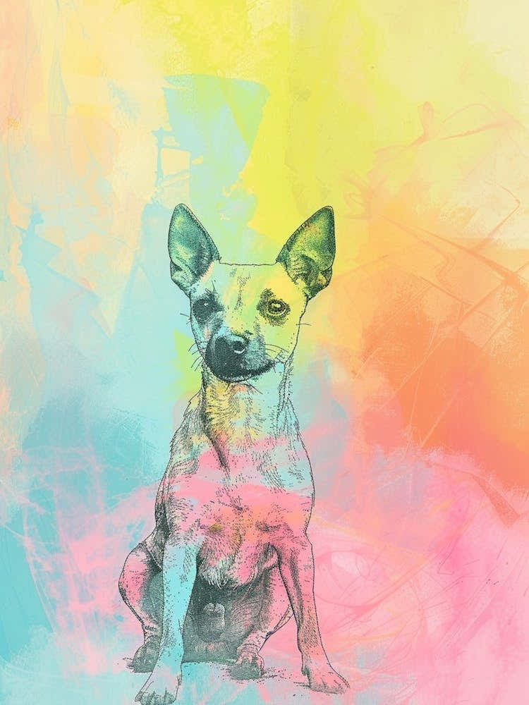 Pastel Manchester Terrier Dog Pastel Line Illustration  2