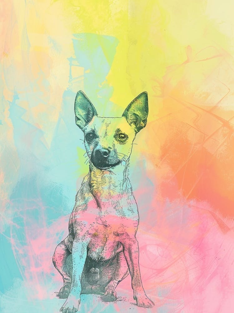 Pastel Manchester Terrier Dog Pastel Line Illustration  2