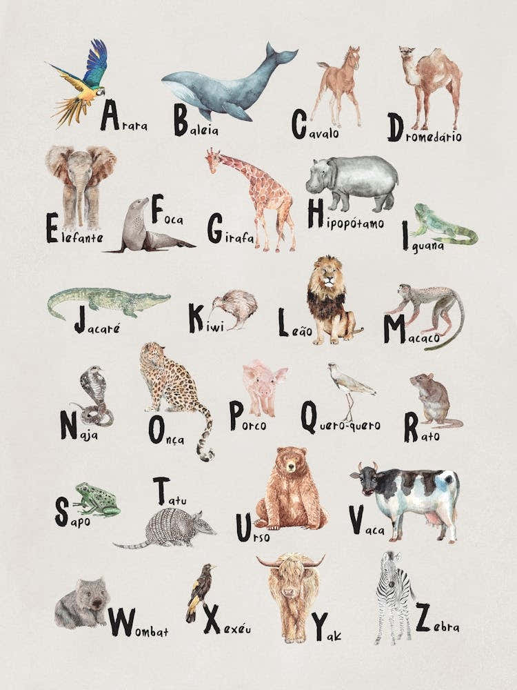 Alphabet Animals Beige