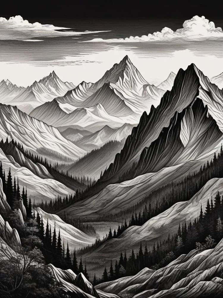 Monochrome Mountain Landscape (3)