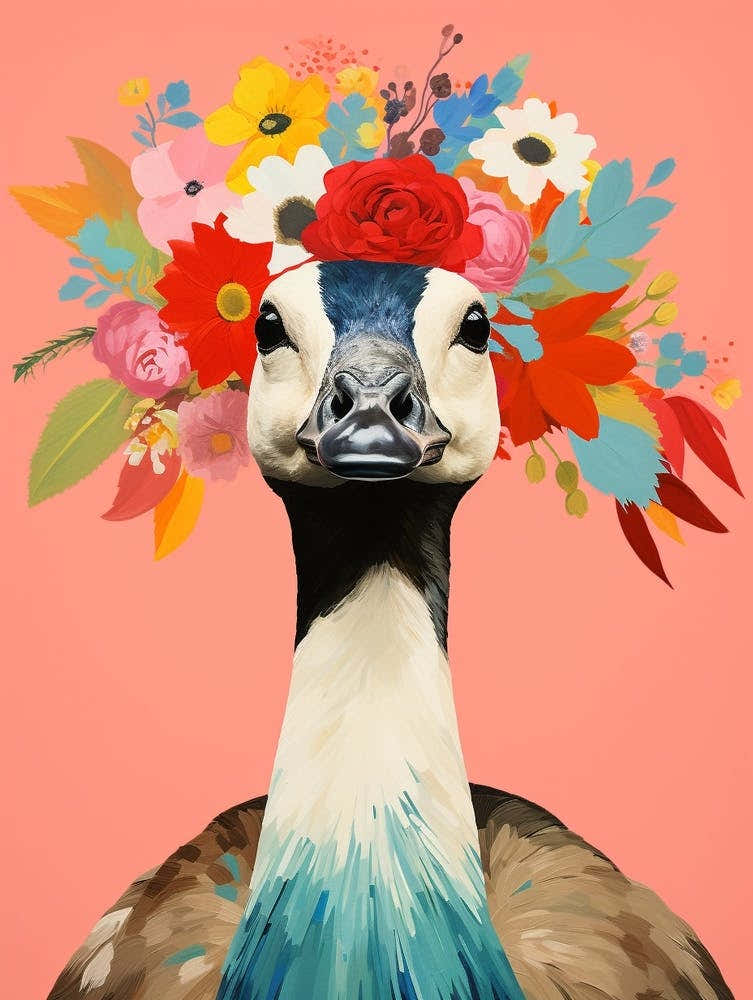 Bird With A Flower Crown Canada Goose 3