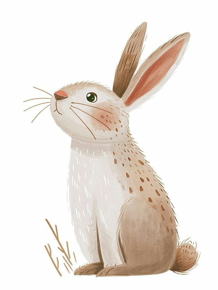 Blanc De Hotot Rabbit Kids Illustration 1