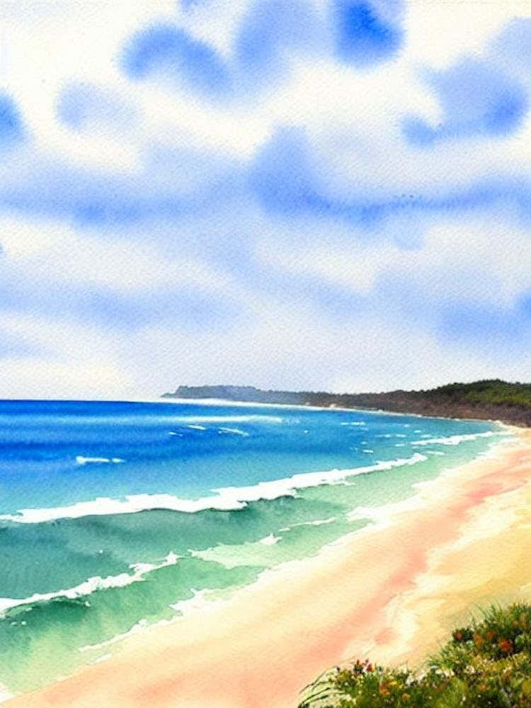 Fingal Head Beach, Australia Watercolour