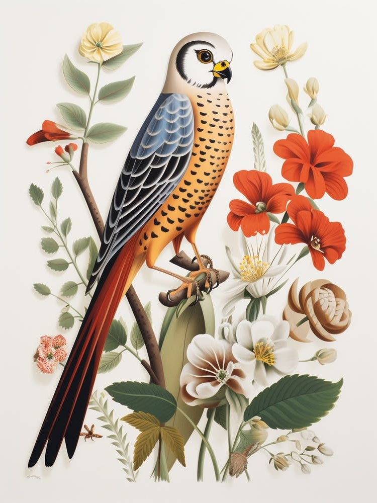 Scandinavian Bird Illustration American Kestrel 4