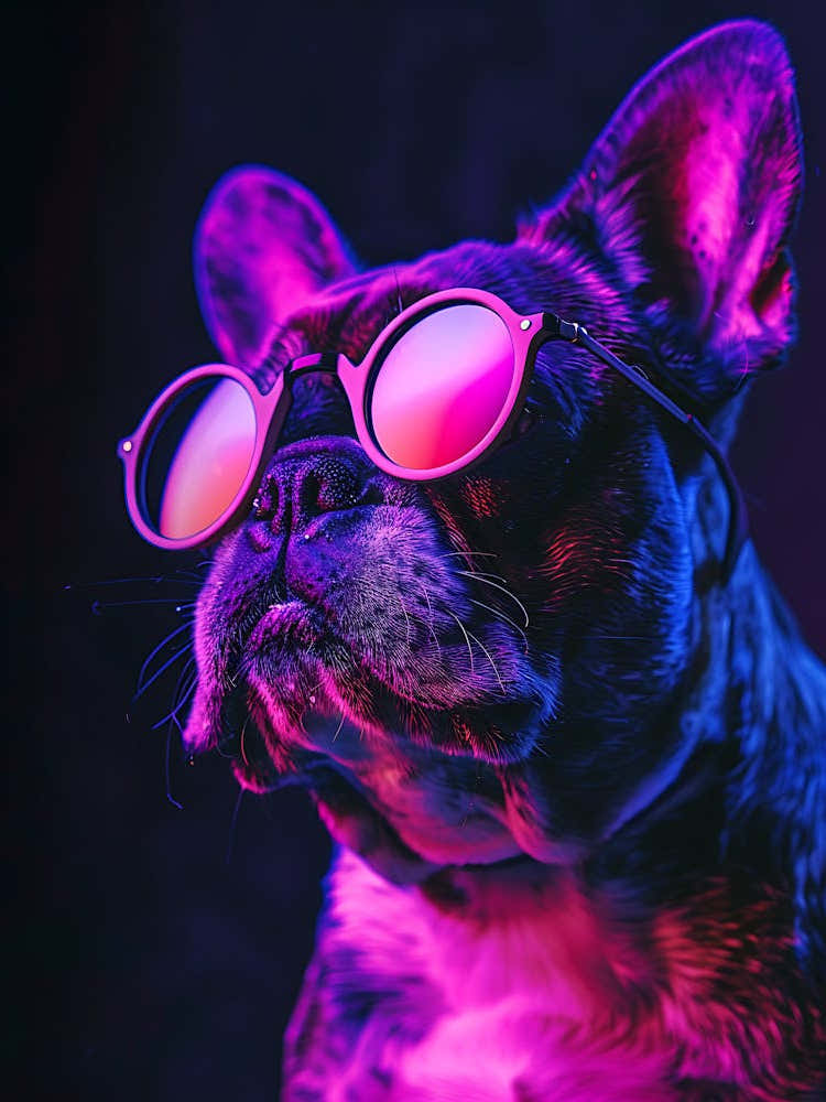 Beautiful Dog Under Neon Lights 13