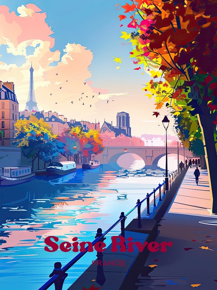 The Seine River Beautiful Travel Art