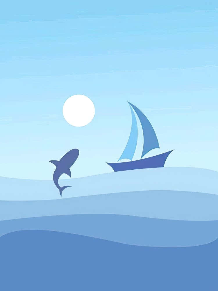 Shark And Boat In The Ocean