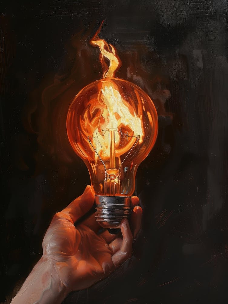 Light Bulb On Fire