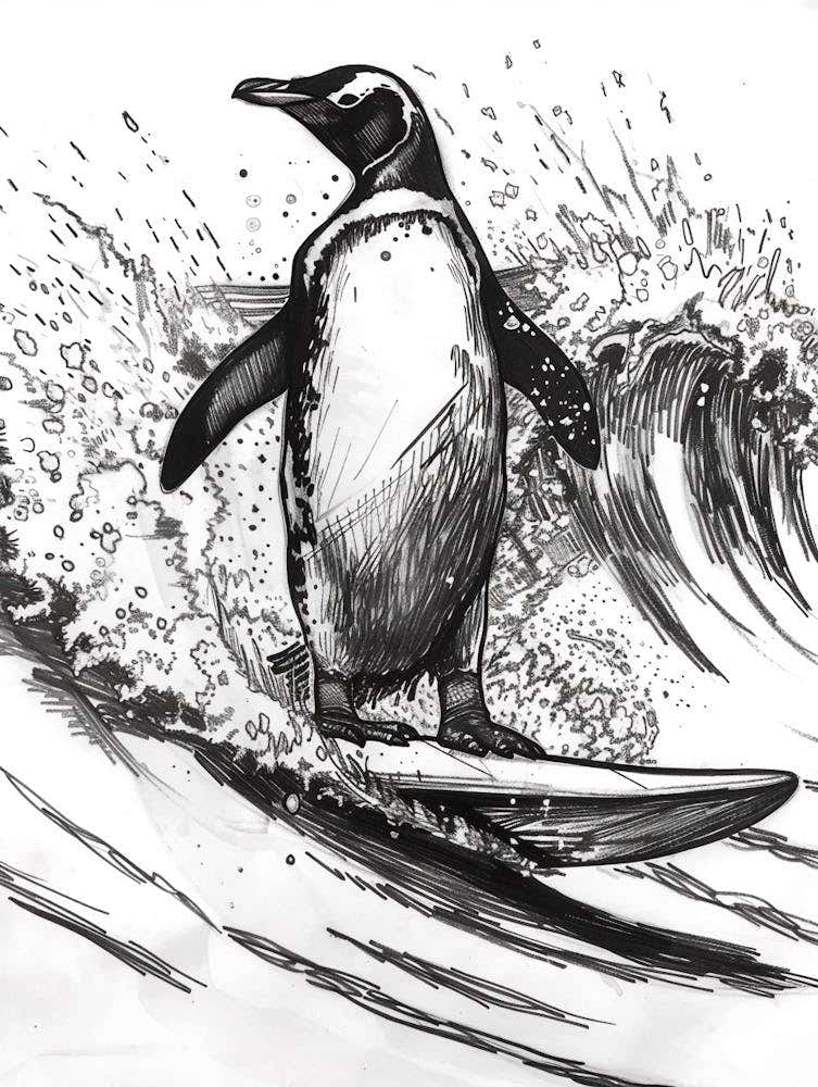 King Penguin Surfing Waves 3