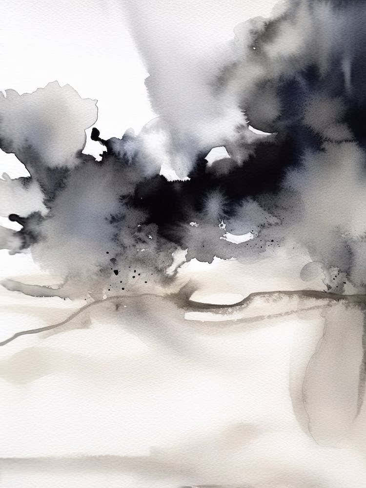 Watercolour Abstract Black And White 1