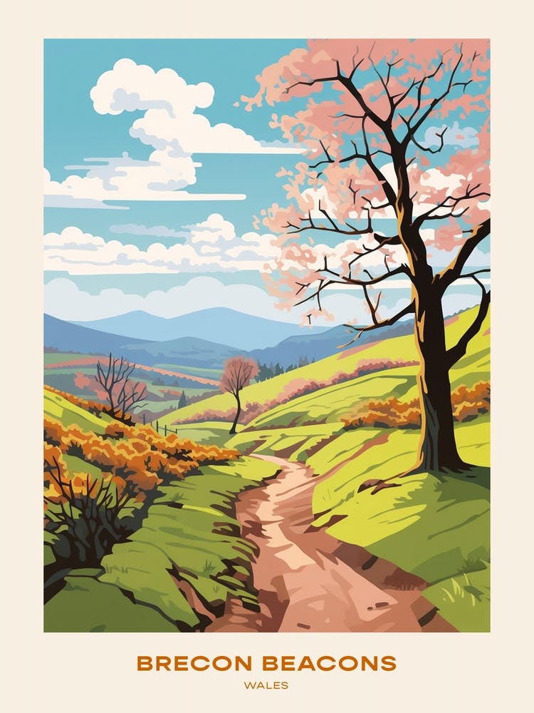 Brecon Beacons National Park Wales 3 Hike Poster
