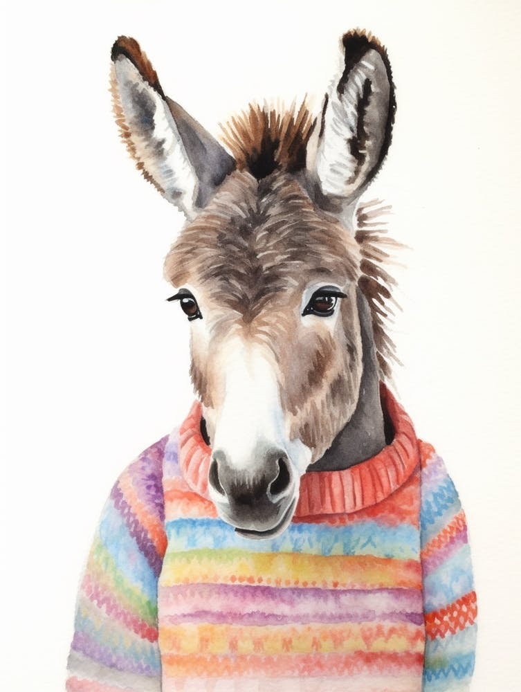 Baby Animal Watercolour Donkey