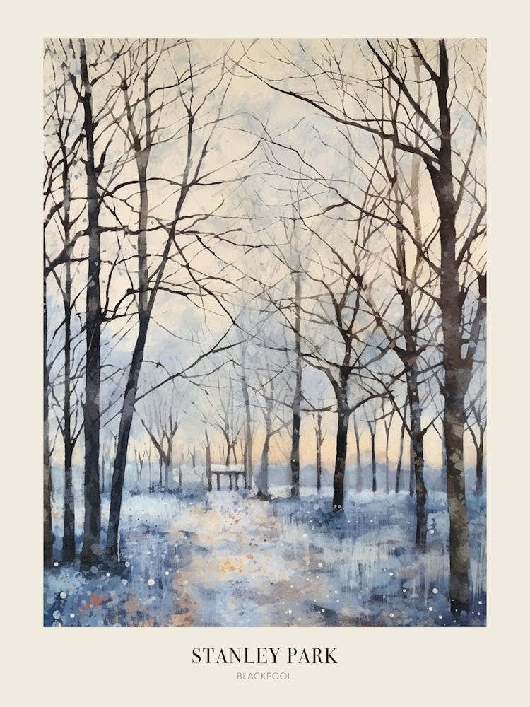 Winter City Park Poster Stanley Park Blackpool United Kingdom 2