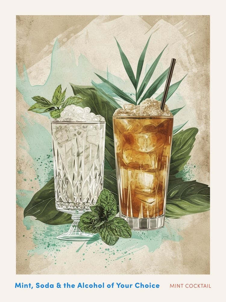 Mint Cocktail Art Deco Inspired 2 Poster