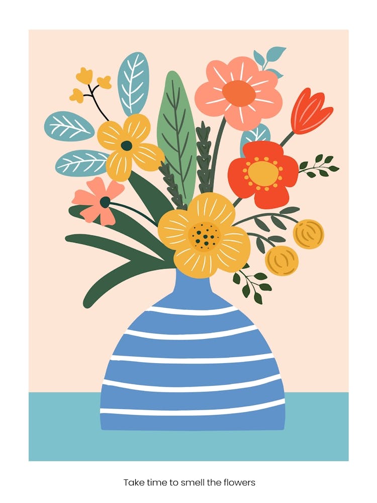 Boho Flowers In A Vase Matisse Inspired