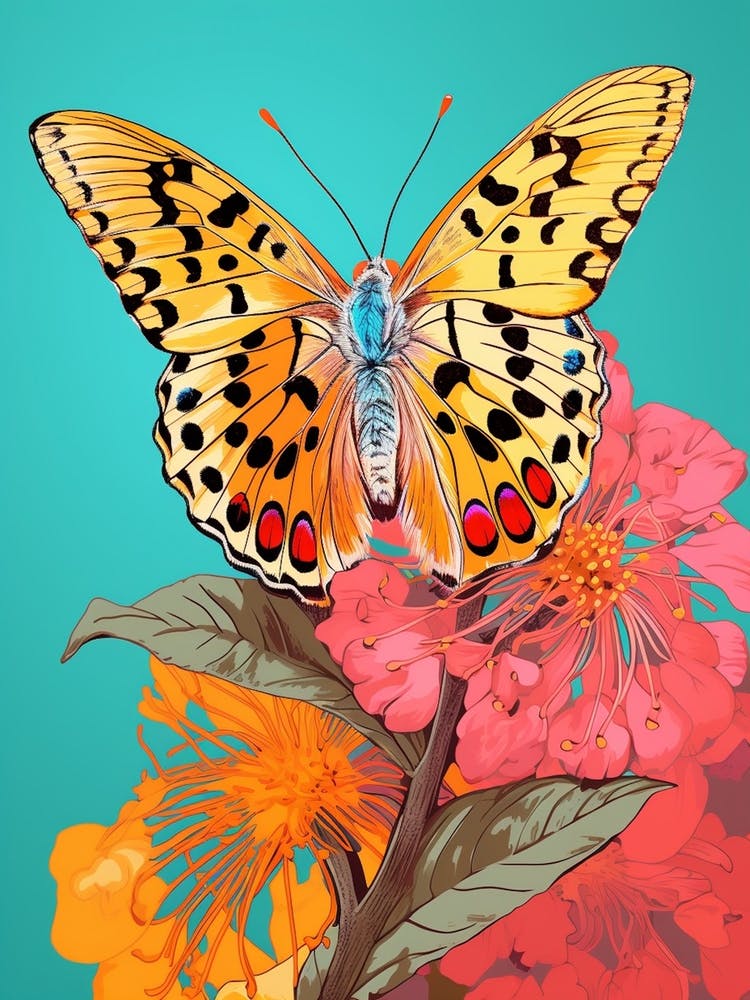 Pop Art Silver Washed Fritillary Butterfly