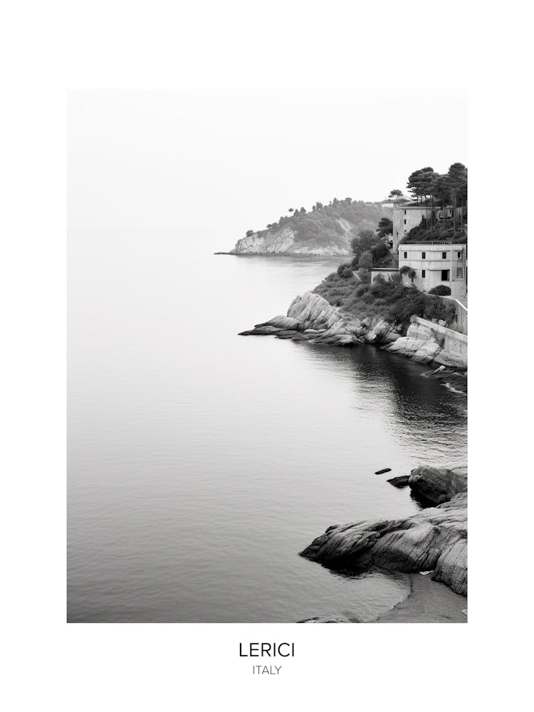 Poster Of Lerici, Italy, Black And White Photo 2