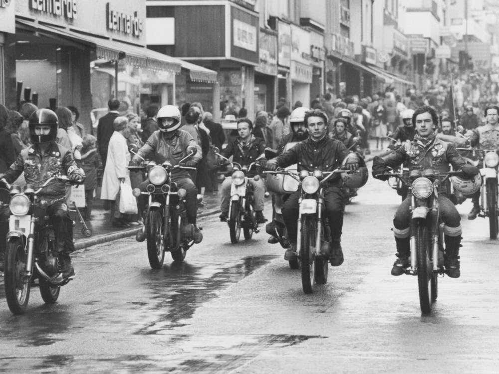 Motorcycle Action Group Protesting Helmet Laws, 1973