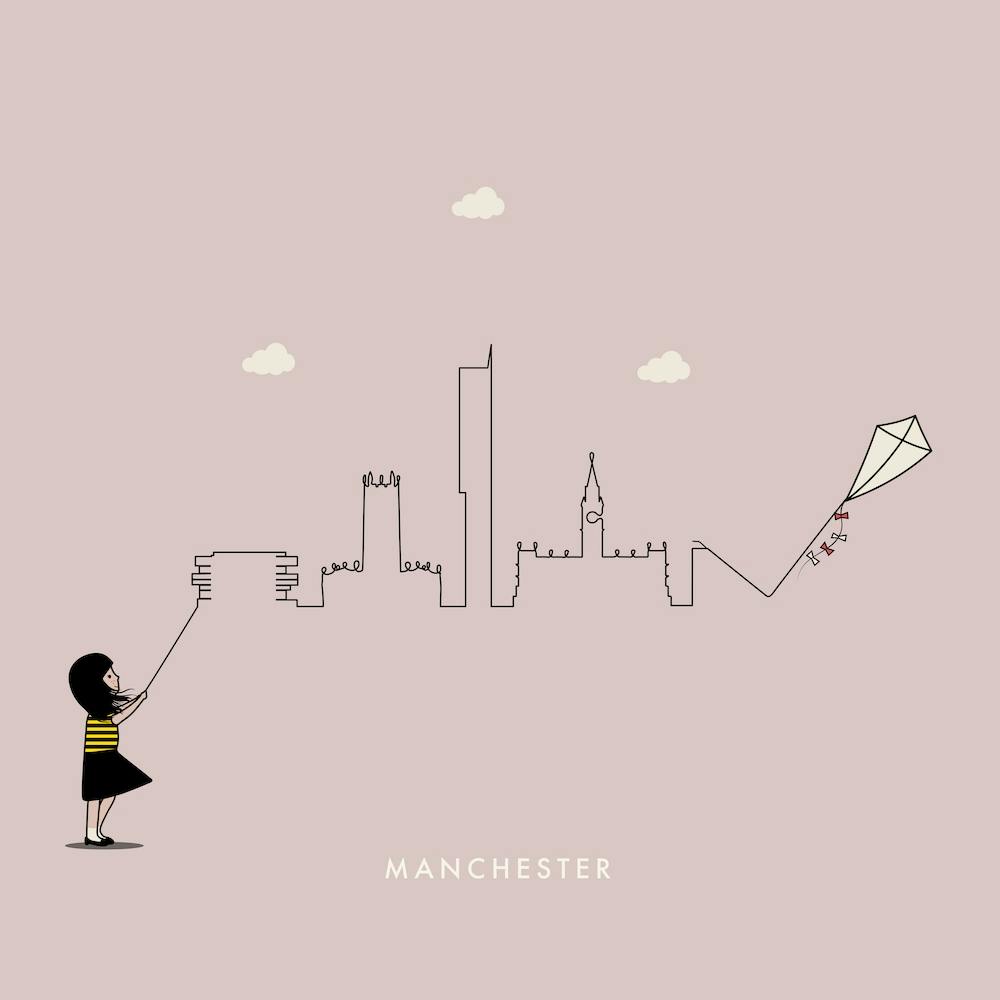 Manchester Skyline Old Rose Pink