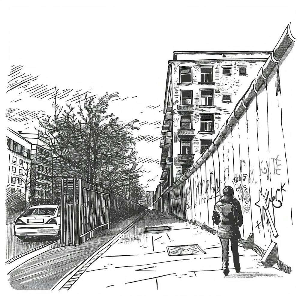 Berlin Wall Street Scene In Berlin