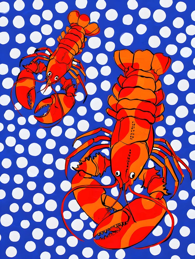 Colorful Lobster - Vibrant Polka Dot Marine