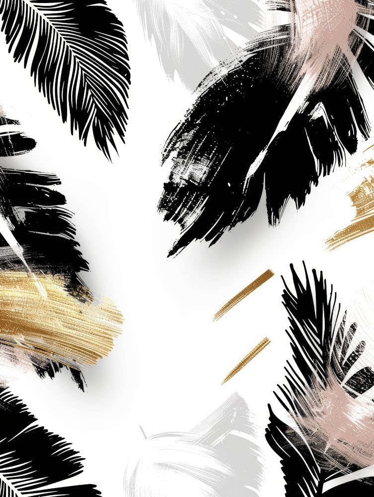 Abstract Black And Gold Feathers