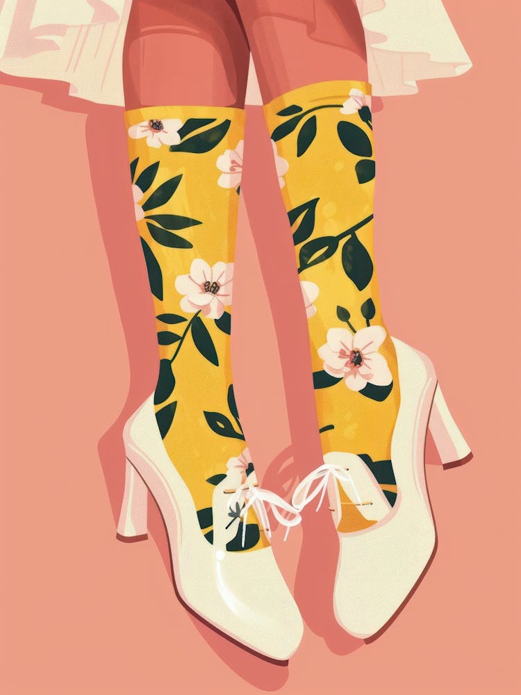 Woman White Shoes With Flowers 1