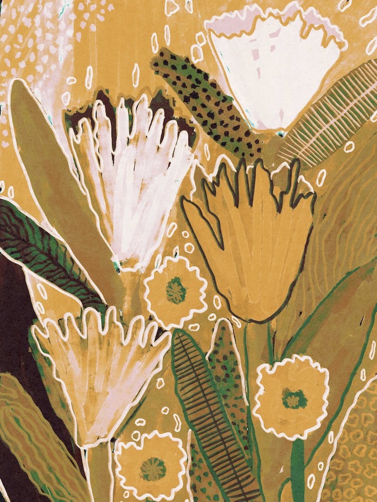 Magic Wildflowers Yellow And Green