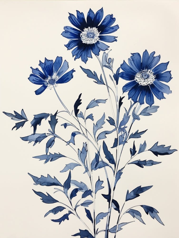 Blue Botanical Asters 5