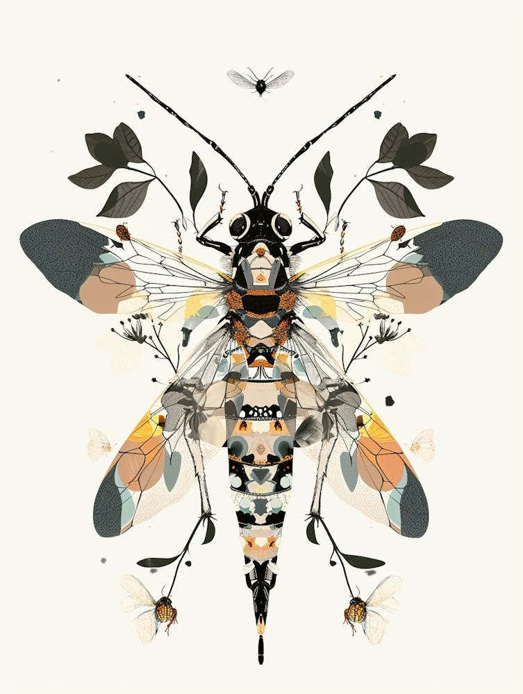 Colourful Insect Illustration Hornet 3
