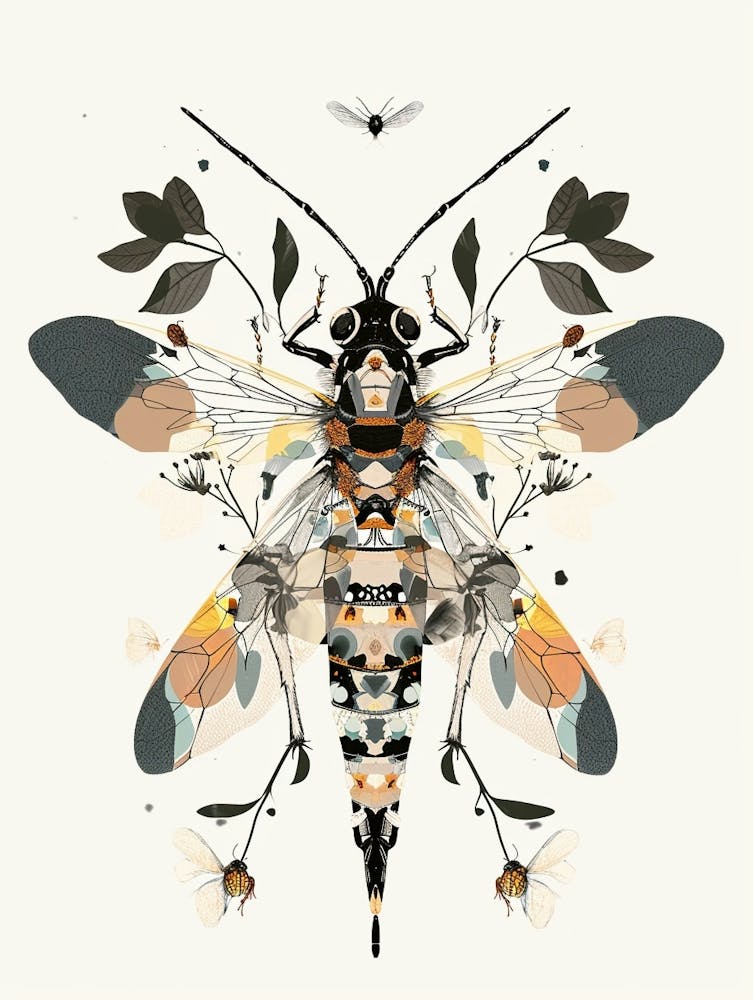 Colourful Insect Illustration Hornet 3