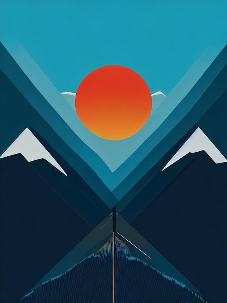 Whakapapa, New Zealand Modern Illustration Skiing Poster