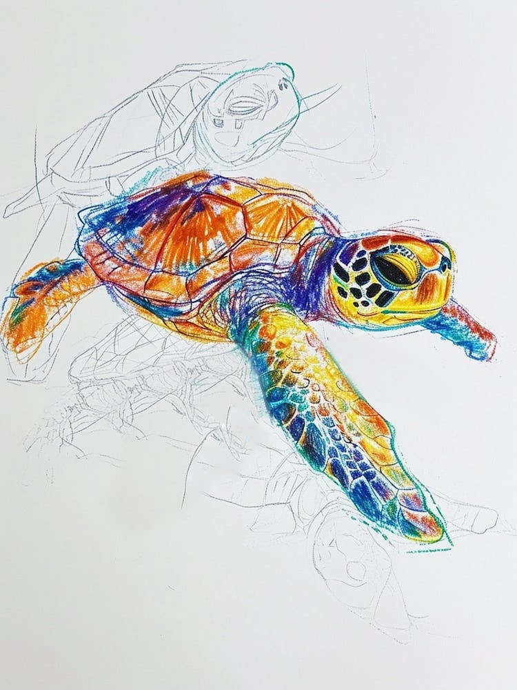 Abstract Turtle Scribble Drawing