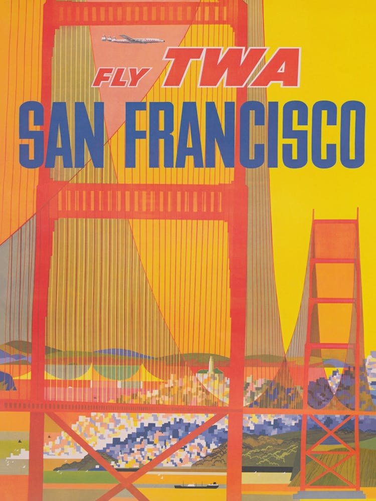 Golden Gate Bridge, San Francisco California Vintage Travel Poster