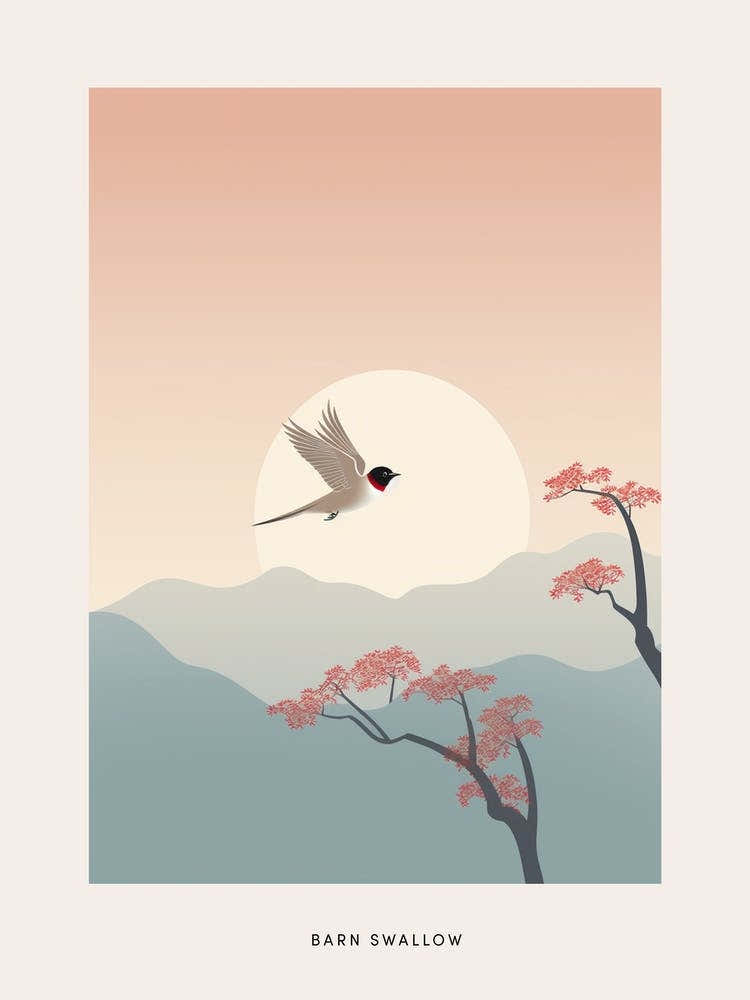 Minimalist Barn Swallow 1 Bird Poster