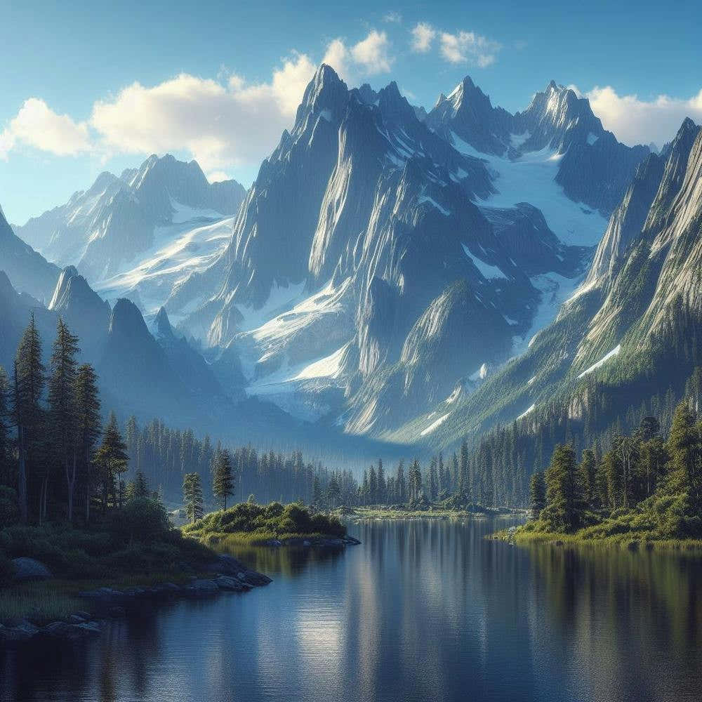 Lake front of mountains