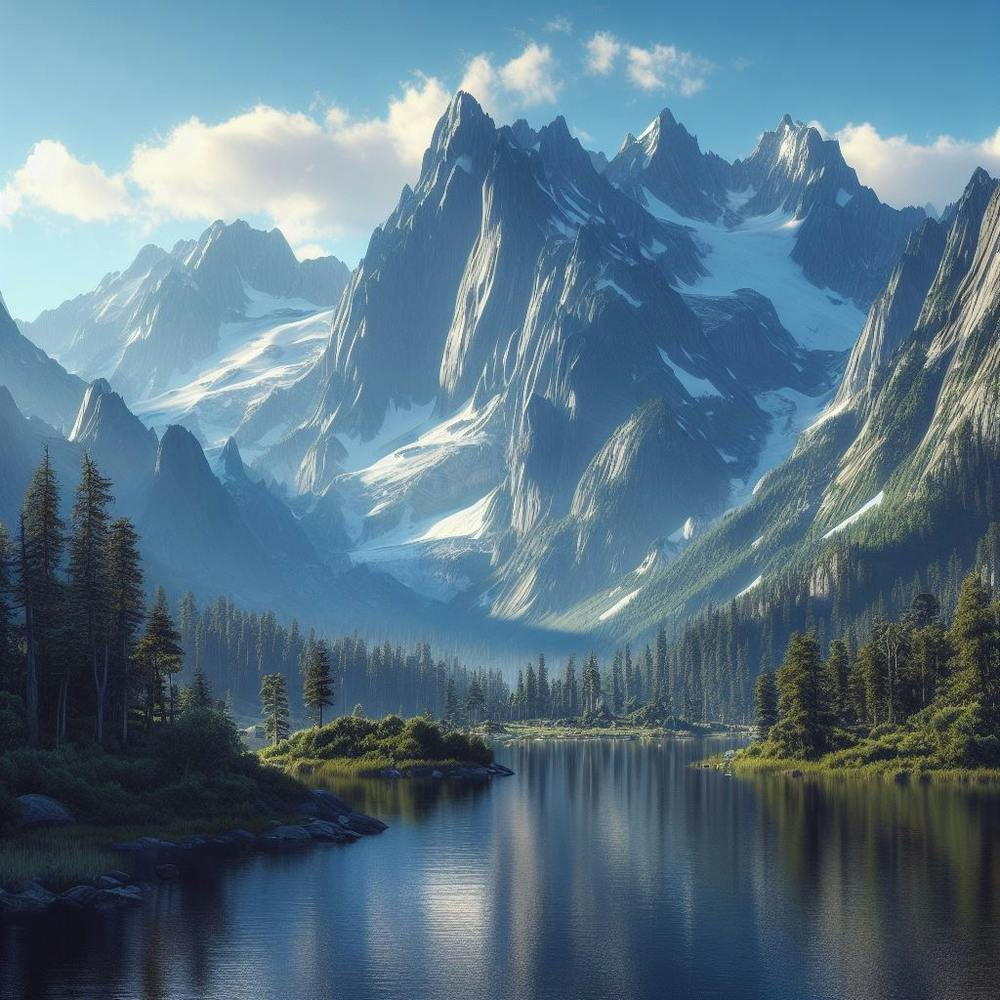 Lake front of mountains