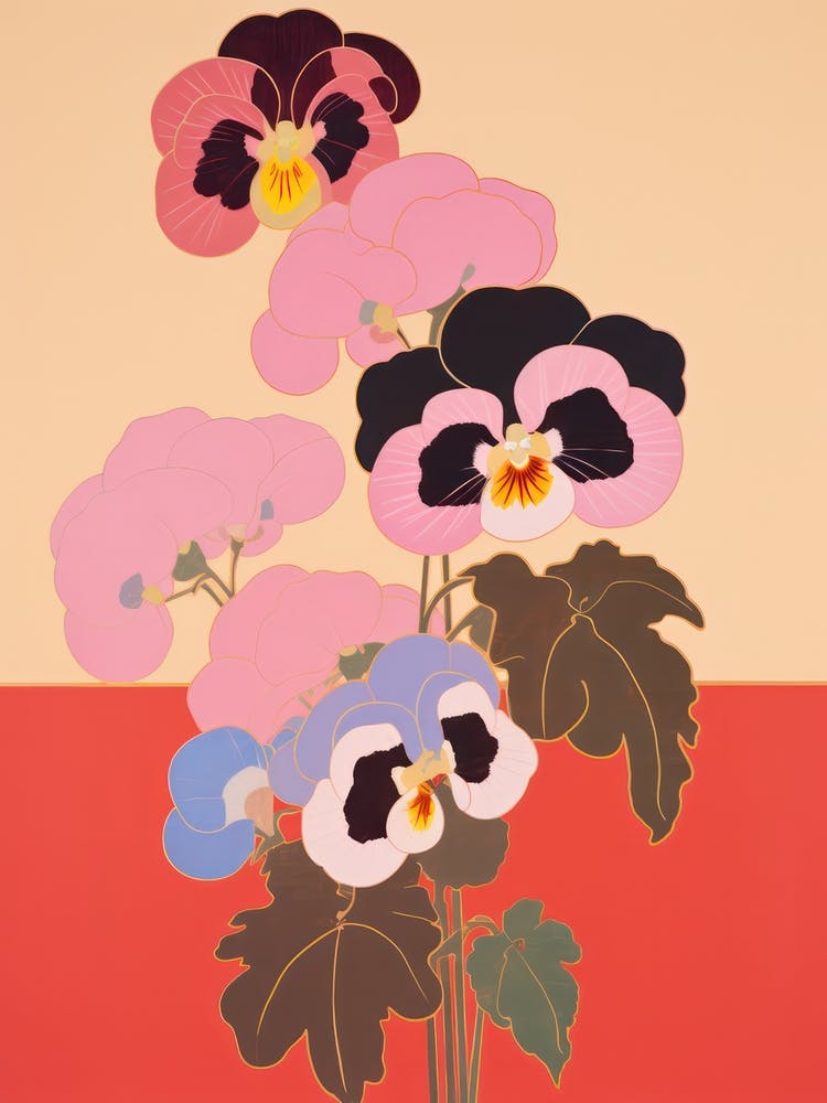 Pansies Flower Big Bold Illustration 3