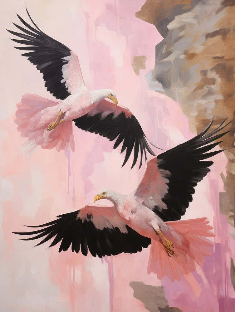 Pink Ethereal Bird Painting California Condor 2