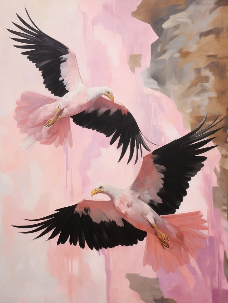 Pink Ethereal Bird Painting California Condor 2