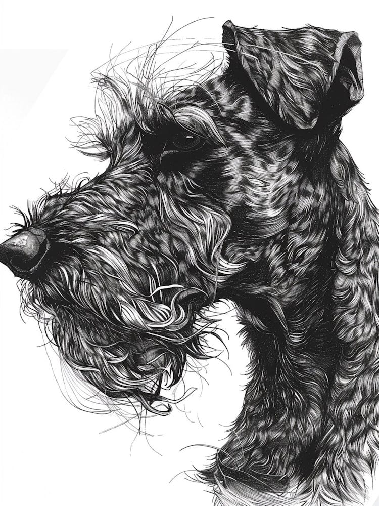 Irish Wolfhound Terrier Dog Line Sketch 1