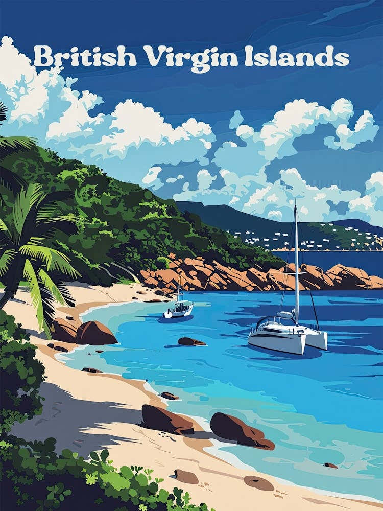 British Virgin Islands Yacht Travel Art