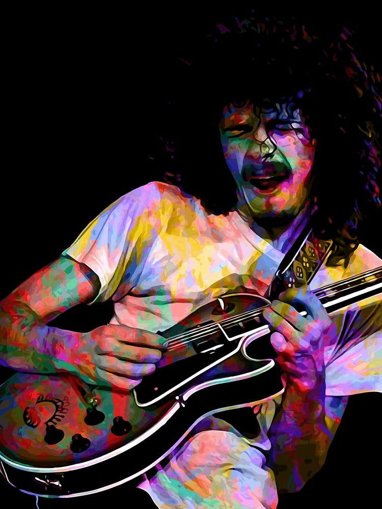 Carlos Santana American Guitarist Legend in my Colorful Illustration