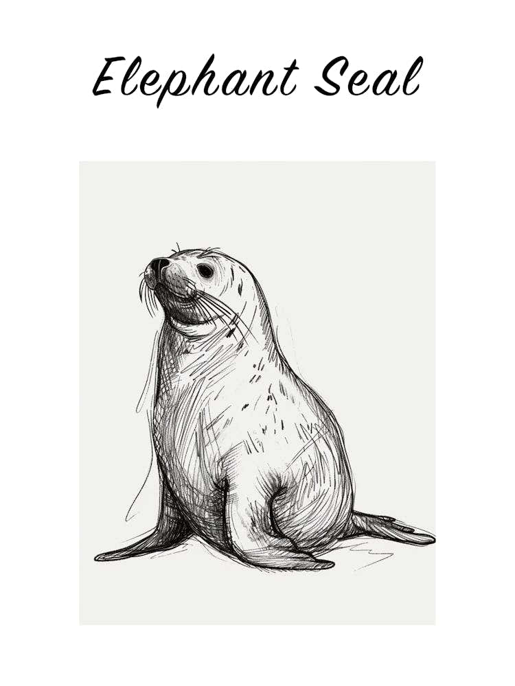 B&W Elephant Seal Poster