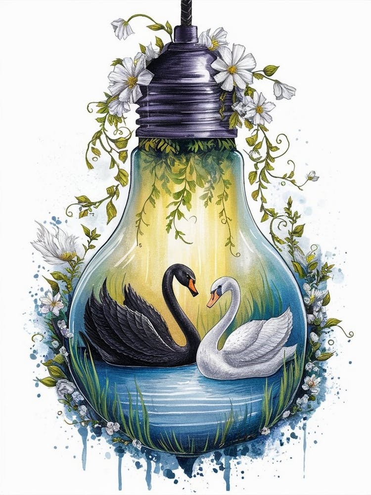 Swans In A Light Bulb
